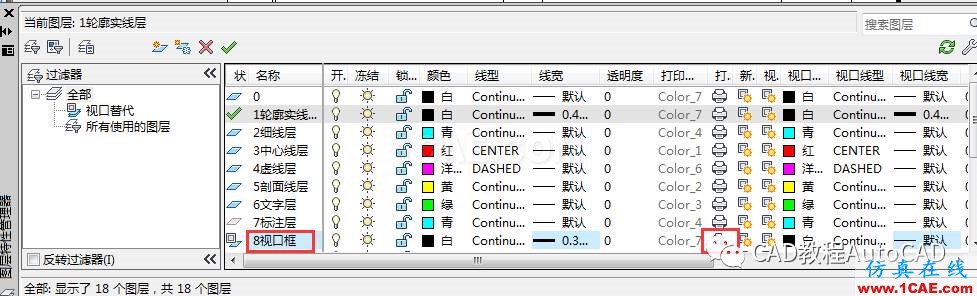 CAD布局中打印時如何隱藏視口框的線條？【AutoCAD教程】AutoCAD仿真分析圖片3