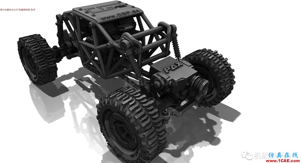 【RC遙控車】遙控大腳攀爬模型車3D圖紙 SOLIDWORKS設(shè)計solidworks simulation分析案例圖片2